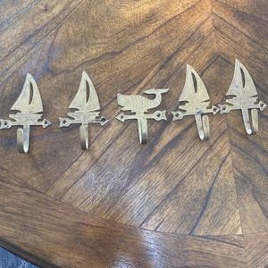 Vintage Brass nautical 4” wall hooks